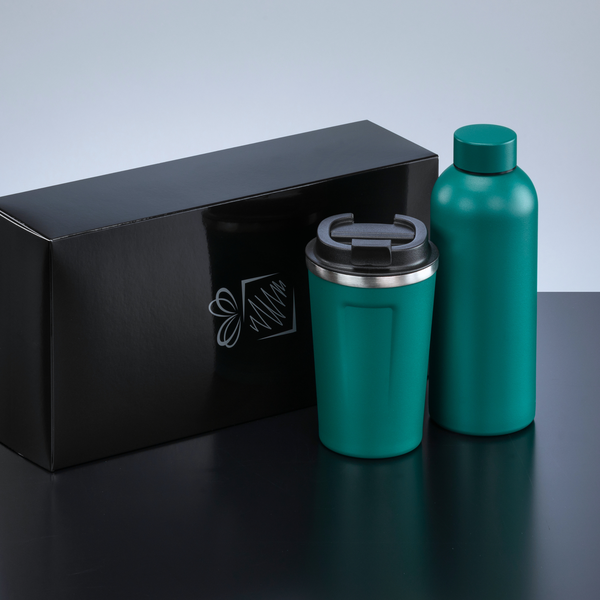 TRINKGESCHIRR-SET: NORDIC KAFFEEBECHER 350 ML & THERMO-WASSERFLASCHE 500 ML